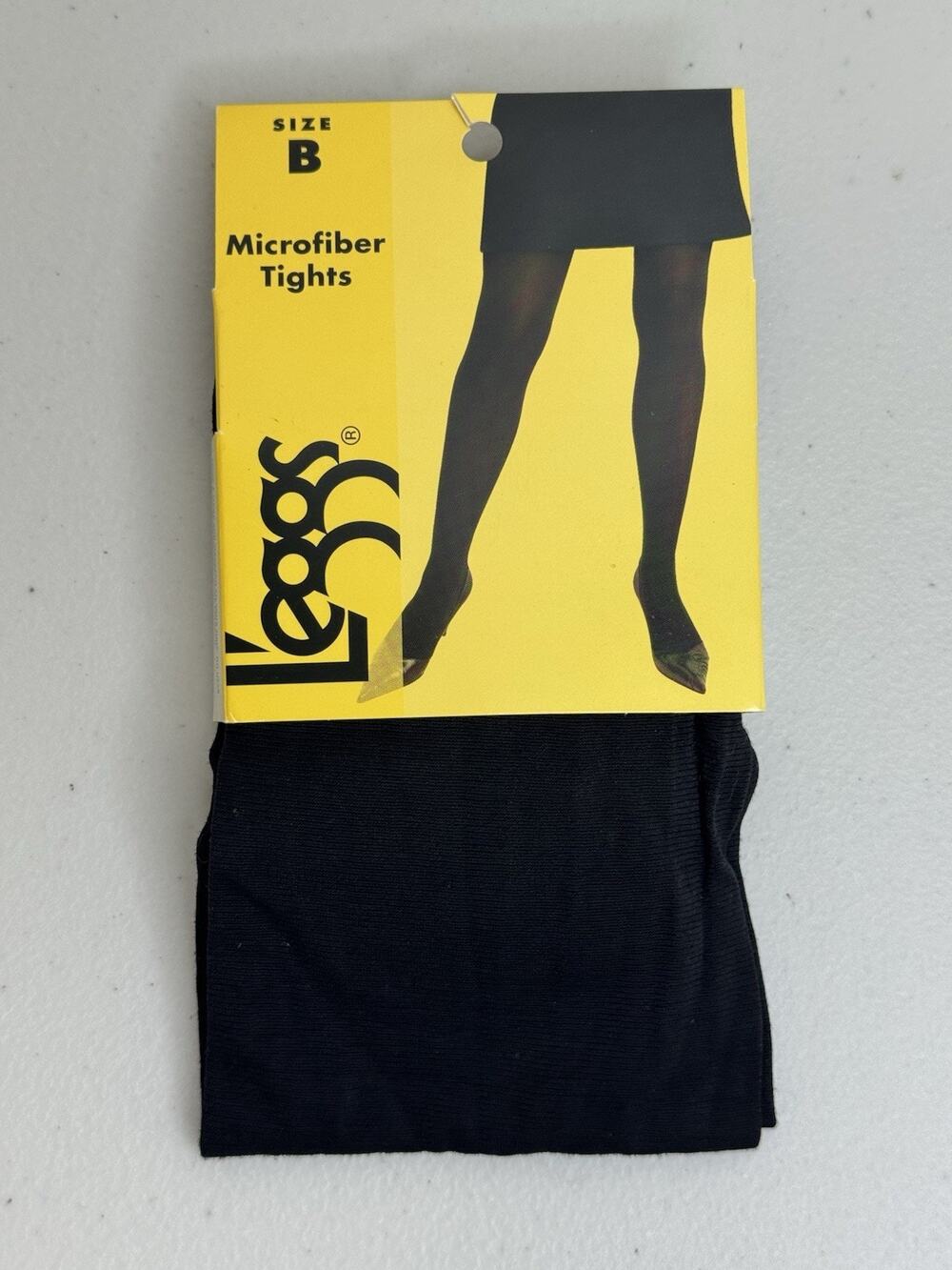 Leggs Black Soft & Silky Microfiber Tights Roll-Resistant Waist Size B 2006 VTG